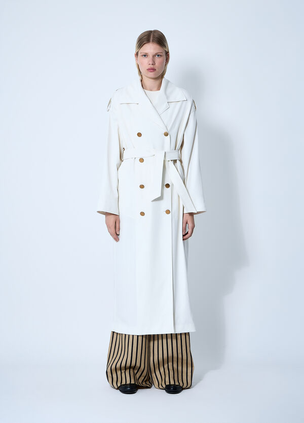 Max Mara Water-Repellent Garbardine Trench Coach White max0259007